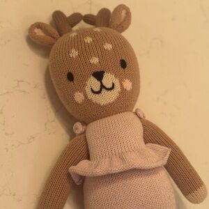Cuddle + Kind Violet fawn plush 13” deer hand knit